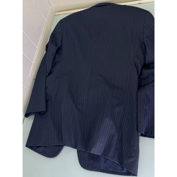 Armani Collezioni Blazer 39R Pinstripe 100% Wool Ventless Navy Blue Made In Ital - Picture 7 of 12
